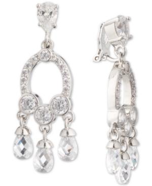 Carolee Silver-tone Cubic Zirconia Clip-on Chandelier Earrings