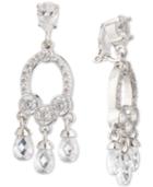 Carolee Silver-tone Cubic Zirconia Clip-on Chandelier Earrings
