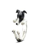 Greyhound Hug Ring In Sterling Silver And Enamel