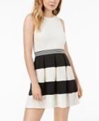Speechless Juniors' Striped Lace Fit & Flare Dress, Created For Macy's