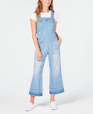 Dollhouse Juniors' Cropped Wide-leg Denim Overalls