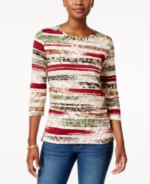 Alfred Dunner Printed Gem-embellished Top