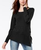 Inc International Concepts Asymmetrical Lace-up Sweater, Created For Macy's