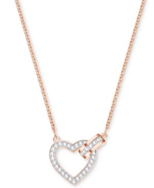 Swarovski Rose Gold-tone Crystal Interlocking Heart & Circle 16-1/2 Pendant Necklace