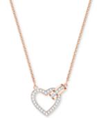 Swarovski Rose Gold-tone Crystal Interlocking Heart & Circle 16-1/2 Pendant Necklace