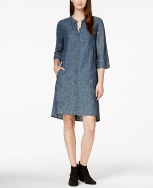 Eileen Fisher Mandarin-collar Denim Shirtdress