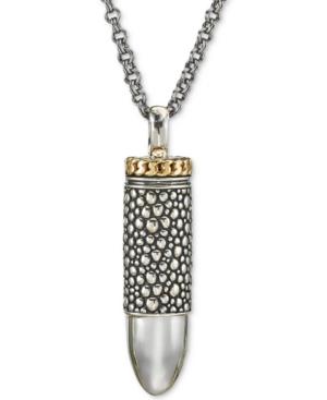 Esquire Men's Jewelry Textured Bullet Pendant Necklace In Sterling Silver & 14k Gold, Created For Macy's