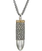 Esquire Men's Jewelry Textured Bullet Pendant Necklace In Sterling Silver & 14k Gold, Created For Macy's