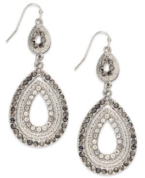 Inc International Concepts Silver-tone Pave Double Drop Earrings