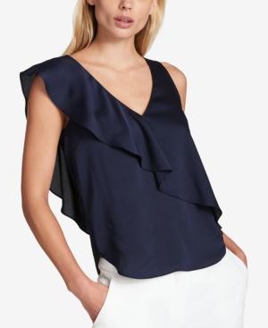 Dkny Asymmetrical Ruffled Top