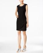 Connected Embellished Cap-sleeve Sheath Dress