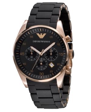 Emporio Armani Men's Chronograph Black Silicone And Stainless Steel Bracelet Watch Ar5905