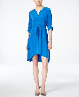 Alfani Petite Split-neck Drawstring-waist Shirtdress, Only At Macy's