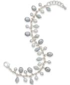 Charter Club Silver-tone Gray Imitation Pearl Link Bracelet