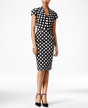 Betsey Johnson Cap-sleeve Polka-dot Sheath Dress