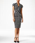 Betsey Johnson Cap-sleeve Polka-dot Sheath Dress