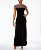 R & M Richards Beaded-trim A-line Gown