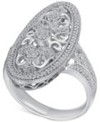 Diamond (1/4 Ct. T.w.) Oval Openwork Ring In Sterling Silver