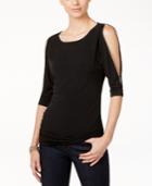 Inc International Concepts Cold-shoulder Zipper Top, Created For Macy's