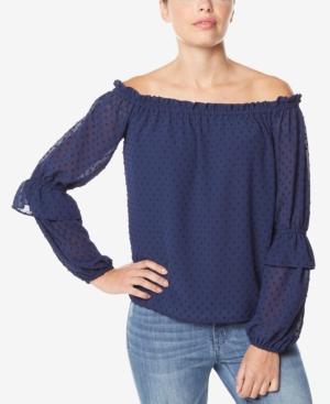 Buffalo David Bitton Off-the-shoulder Ruffle-sleeve Top