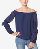 Buffalo David Bitton Off-the-shoulder Ruffle-sleeve Top