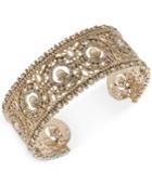 Marchesa Gold-tone Crystal & Imitation Pearl Cuff Bracelet