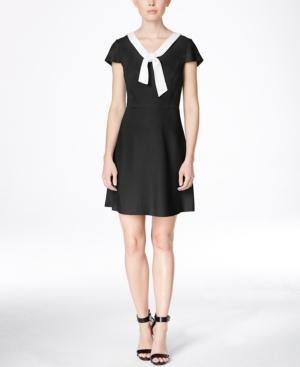 Kensie Flutter-sleeve Tie-neck A-line Dress
