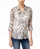 Jm Collection Pleated Printed Shirt, Only At Macy's