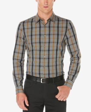 Perry Ellis Men's Stretch Heathered Plaid Shirt