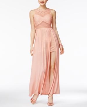 Material Girl Juniors' Slit Illusion Maxi Dress, Created For Macy's