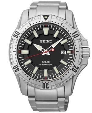 Seiko Men's Solar Dive Stainless Steel Bracelet Watch 45mm Sne279