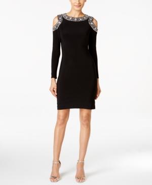 Betsy & Adam Embellished Cold-shoulder Cocktail Dress
