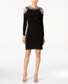 Betsy & Adam Embellished Cold-shoulder Cocktail Dress