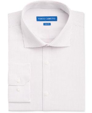 Vince Camuto Men's Slim-fit Burgundy/navy Digital Stripe Dress Shirt