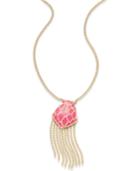 Thalia Sodi Gold-tone Pink Enamel Fringe Long Length Pendant Necklace, Only At Macy's