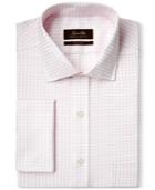 Tasso Elba Non-iron Pale Pink Sateen Gingham French Cuff Dress Shirt, Only At Macy's