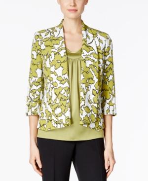 Kasper Shawl-collar Printed Blazer
