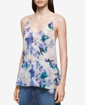 Calvin Klein Jeans Floral-print Peplum Top