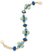 Charter Club Gold-tone Blue Crystal Floral Tennis Bracelet, Only At Macy's