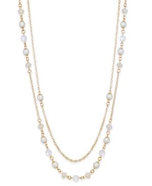 Charter Club Gold-tone Crystal And Bead Double Layer Necklace, Only At Macy's