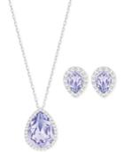 Swarovski Silver-tone Lavender Crystal Necklace And Stud Earrings