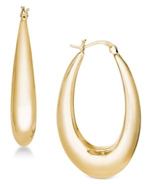 Essentials Silver Plated Medium Polished Graduated Puff Hoop Earrings