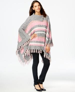 Tommy Hilfiger Striped Fringed Poncho