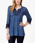 Style & Co. Fringe Trim Peasant Top, Only At Macy's