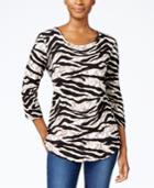 Jm Collection Petite Zebra-print Top, Only At Macy's