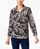 Ny Collection Petite Printed Utility Blouse