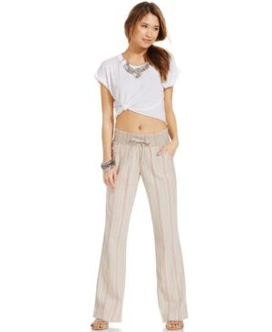 Rewash Juniors' Smocked Waistband Striped Pants