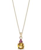 Multi-gemstone 18 Pendant Necklace (1-5/8 Ct. T.w.) In 14k Gold