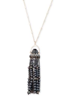 Carolee Gold-tone Crystal, Stone & Freshwater Pearl (3-6mm) Pendulum Tassel 36 Pendant Necklace