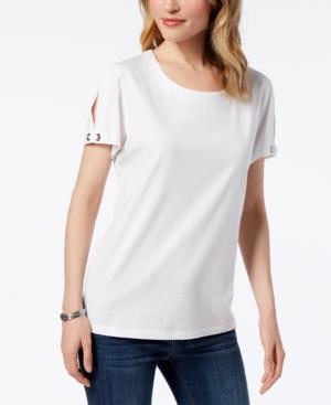 Karen Scott Split-sleeve T-shirt, Created For Macy's